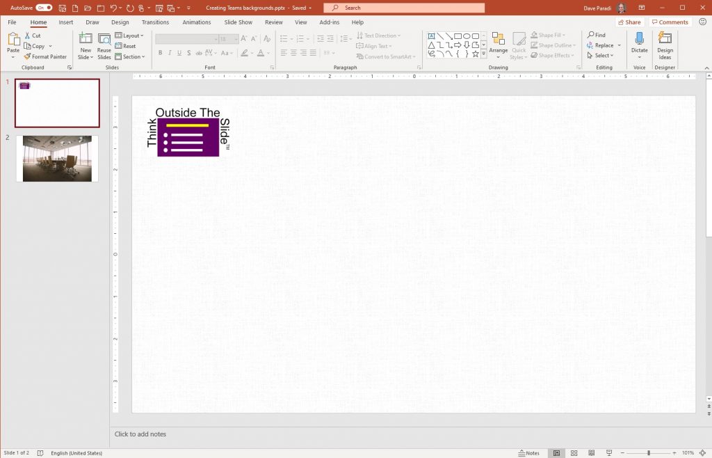 Use Powerpoint To Create A Custom Background For Microsoft Teams Meetings Think Outside The Slide