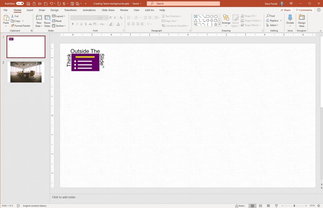Use PowerPoint to create a custom background for Microsoft Teams