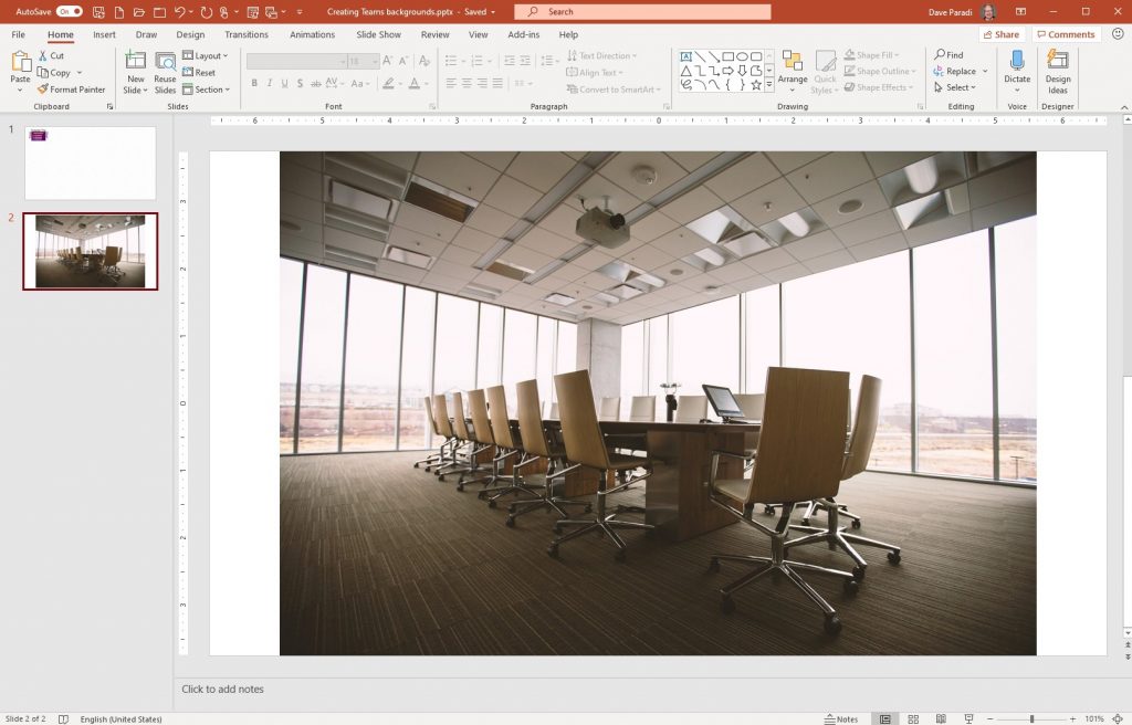 Use PowerPoint to create a custom background for Microsoft Teams meetings |  Think Outside The Slide