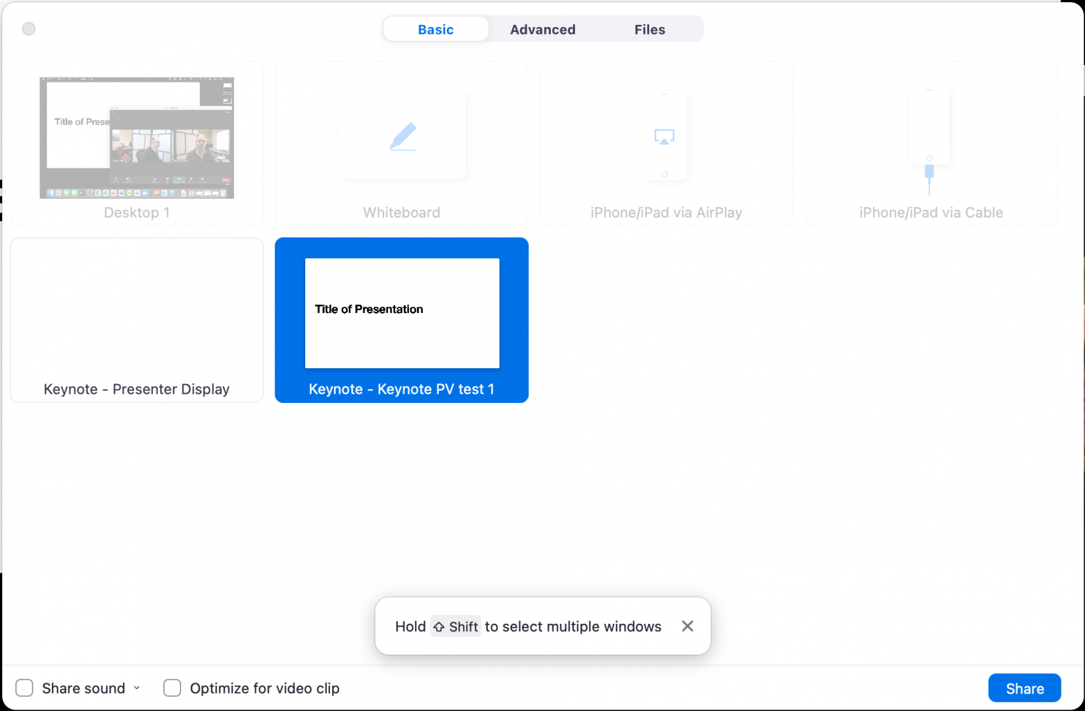 Share slides and see notes in Keynote Presenter View/Display with one